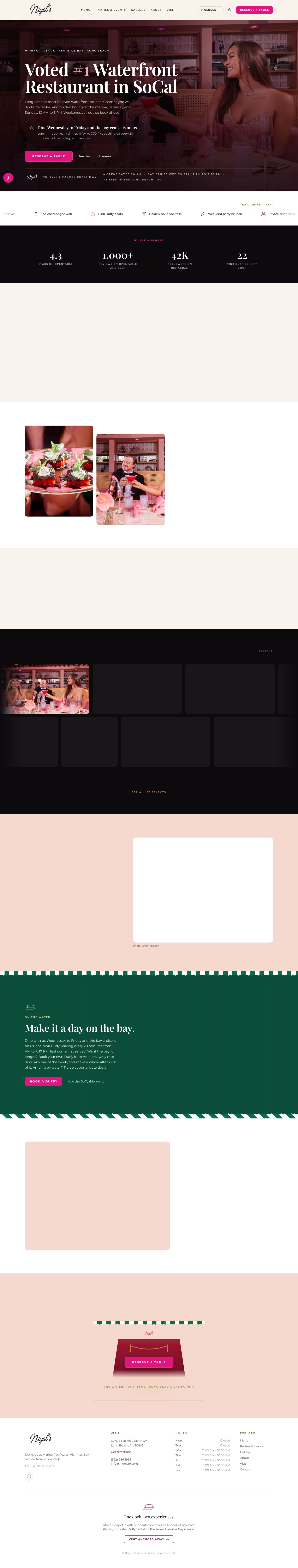 Nigel's at Anchors Away website, full page